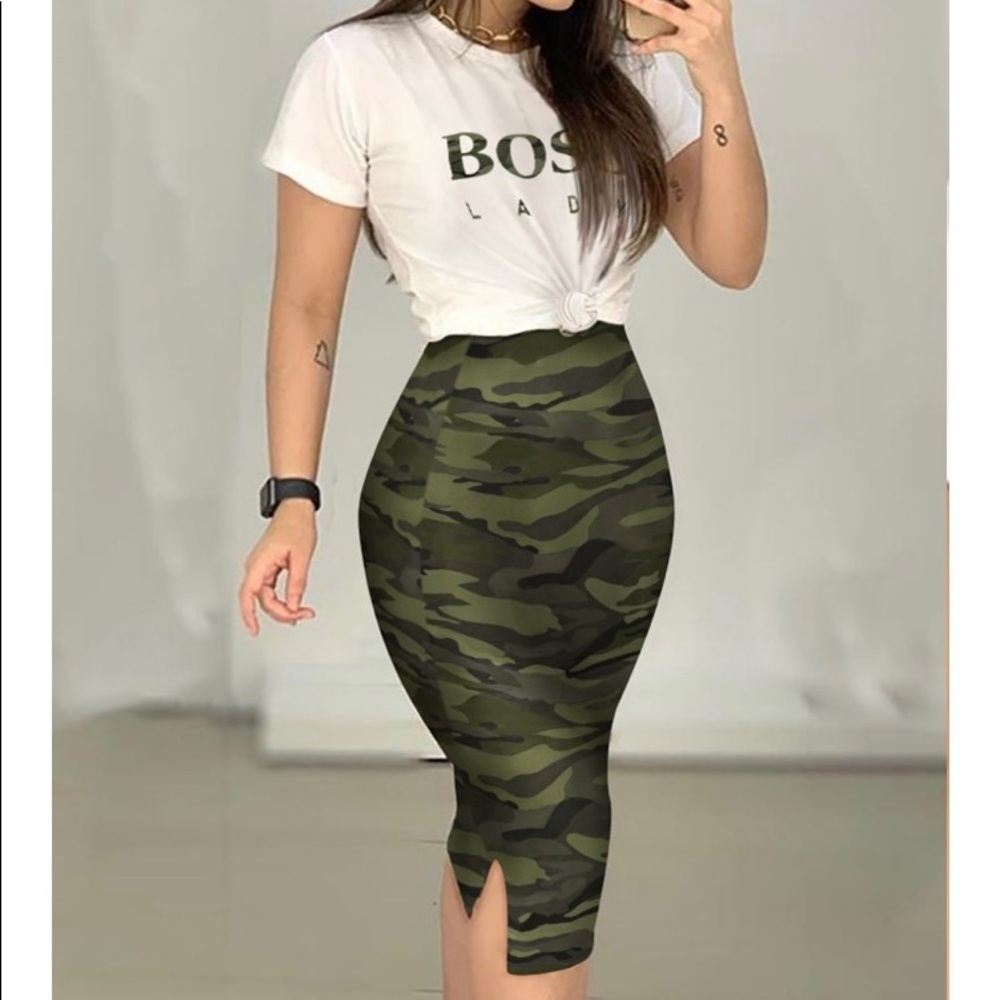 Camo shirt and skirt set